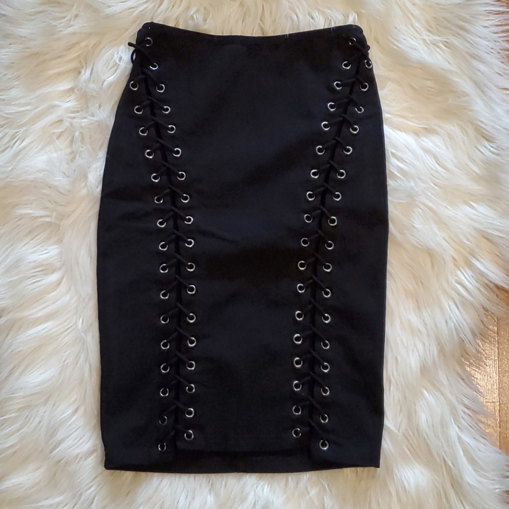 Black Spandex Tied Skirt
